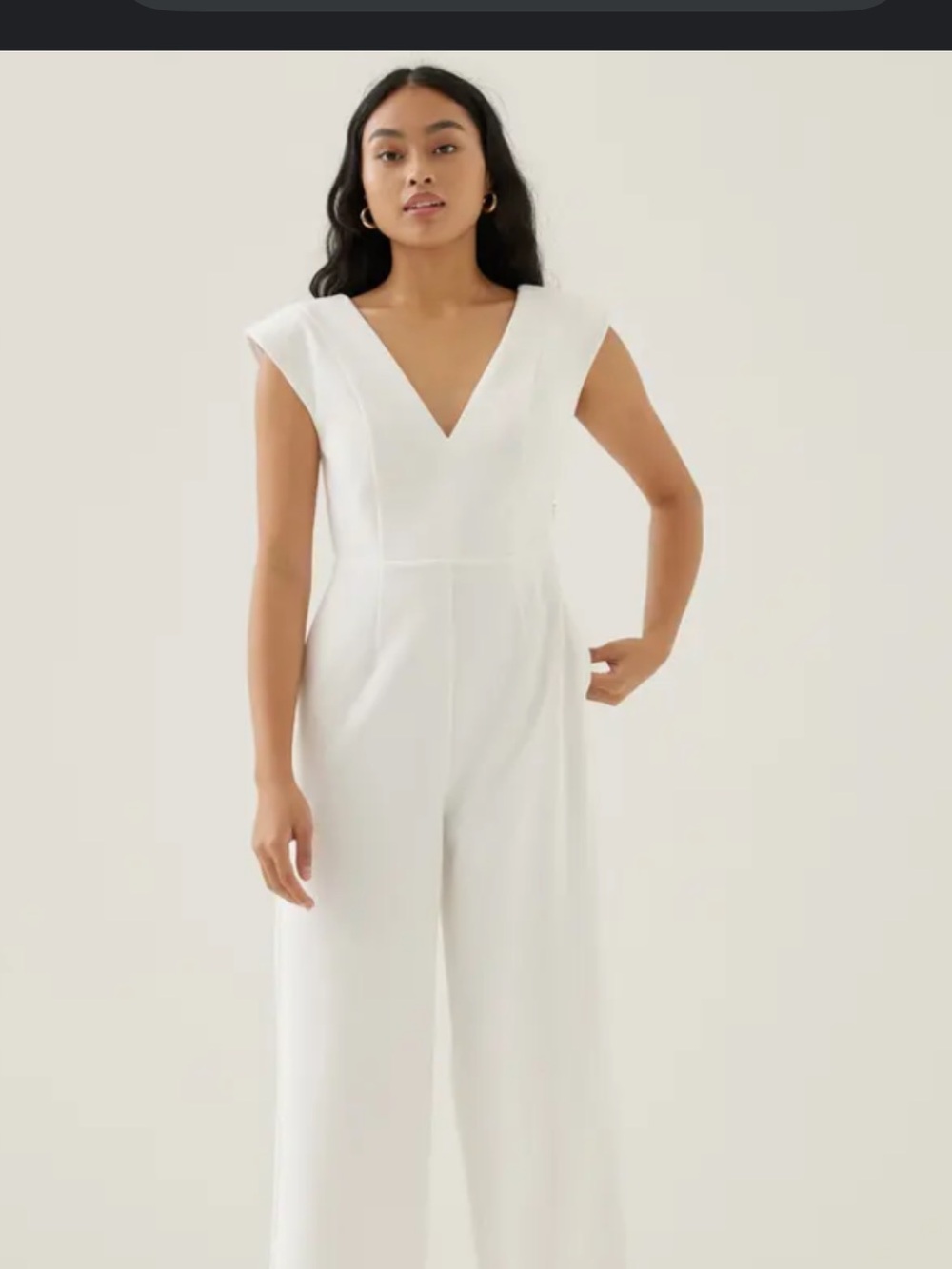 Sleek White V-Neck Wide-Leg Jumpsuit